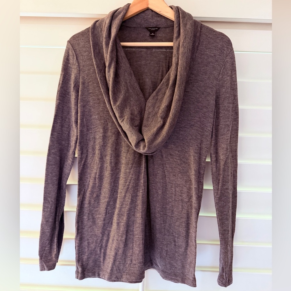 Ann Taylor Charcoal Gray Cowel Neck Sweater